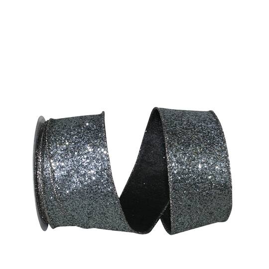 JAM Paper 2.5" x 10yd. Glitter Wired Sumptuous Sequin Silver Ribbon